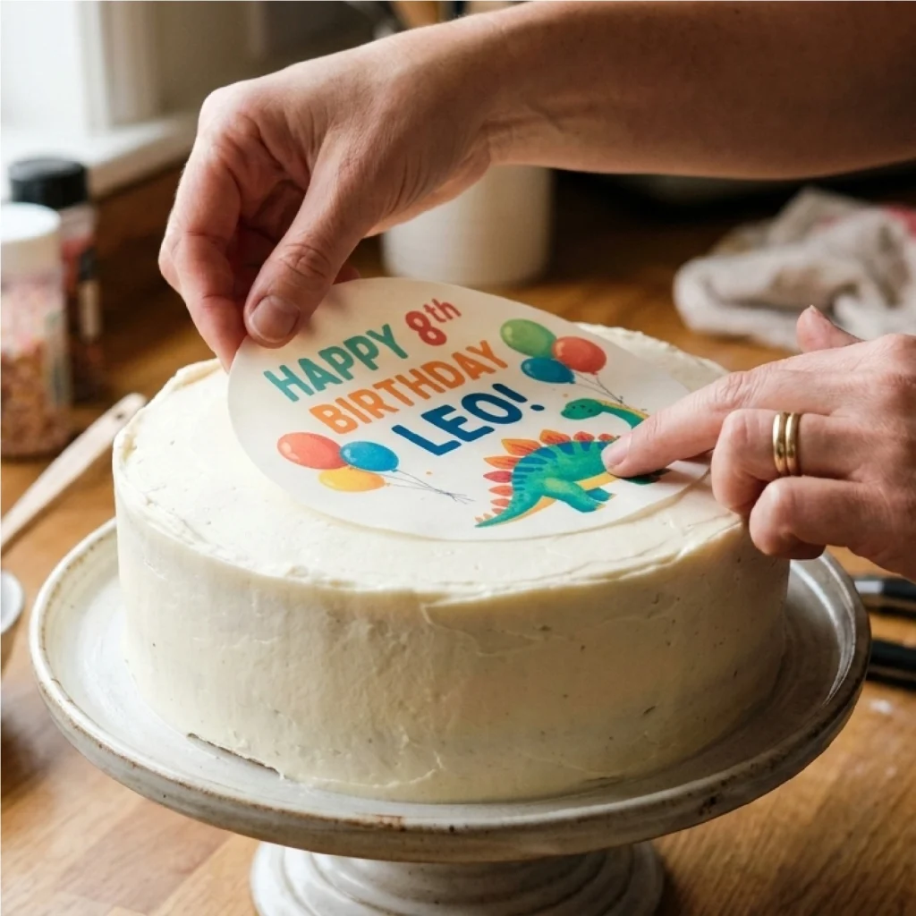 placing a cake topper on a cake
